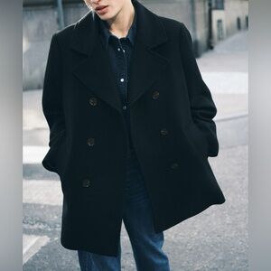 Hm double breasted twill coat med